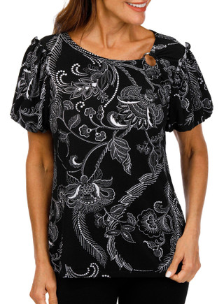 Thumbnail 1: ADRIENNE VITTADINI Adrienne Vittadini Womens Asymmetrical Ring Neck Top 