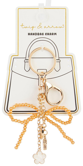 Thumbnail 1: TWIG & ARROW Twig & Arrow Decorative Pearl Bow Mini Heart Bag Charm 