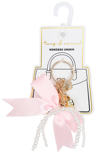 Thumbnail 1: TWIG & ARROW Twig & Arrow Satin Bow Pearls Gold Handbag Charm 