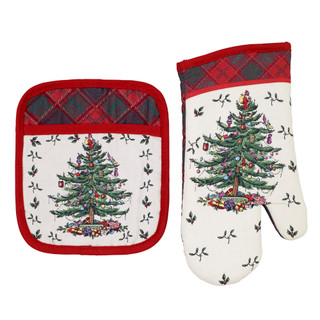 Thumbnail 1: Spode Spode Christmas Tree Tartan Pot Holder/Oven Mitt Set 