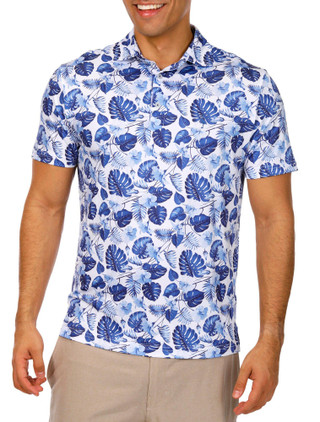 Thumbnail 1: TAILORBYRD Tailorbyrd Mens Floral Leaves Performance Golf Polo 