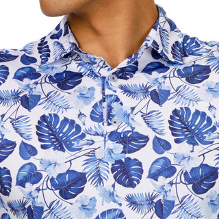 Thumbnail 3: TAILORBYRD Tailorbyrd Mens Floral Leaves Performance Golf Polo 