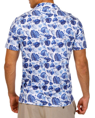 Thumbnail 2: TAILORBYRD Tailorbyrd Mens Floral Leaves Performance Golf Polo 