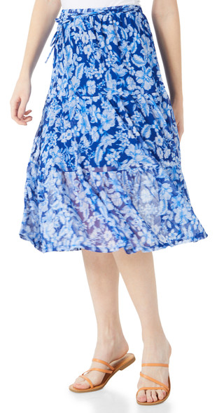 Thumbnail 1: HARLOW & ROSE Women's Floral Overlay Midi Skirt 