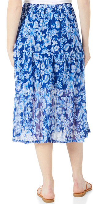 Thumbnail 2: HARLOW & ROSE Women's Floral Overlay Midi Skirt 