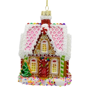 Thumbnail 1: BELLISIMO Bellissimo Glass Gingerbread House Ornament 