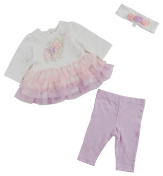 Thumbnail 1: Little Me Little Me Baby Girls 3 Pc Floral Tutu Skirt Headband Set 