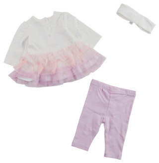 Thumbnail 2: Little Me Little Me Baby Girls 3 Pc Floral Tutu Skirt Headband Set 