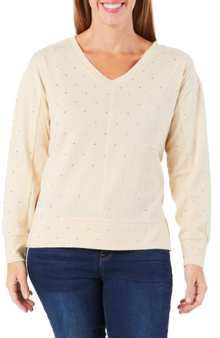 Thumbnail 1: REMI JAMES Women's Studded Hacci Knit Top 
