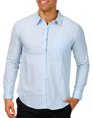 Thumbnail 1: Weekend Men's Soft Stripe Long Sleeve Button-Up 