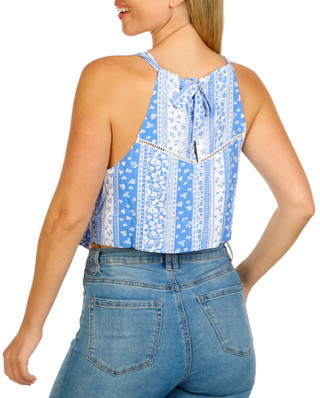 Thumbnail 2: Lost + Wander Women's Floral Stripe Halter Top 