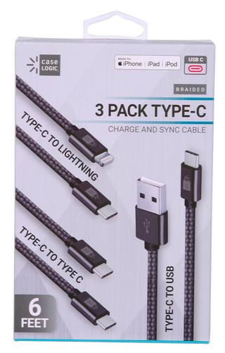 Thumbnail 1: Case Logic 3 Pk Type-C Charge & Sync Cable Cords 