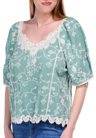 Thumbnail 3: Women's Embroidered Crochet Top 