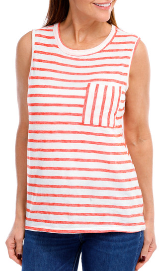 Thumbnail 1: NY COLLECTION Women's Sleeveless Stripe Print Top 