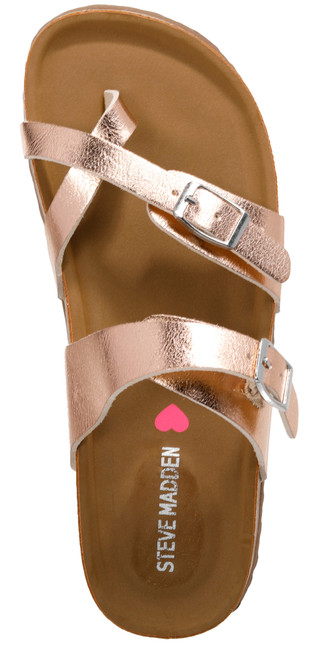 Thumbnail 2: Girls Metallic Toe Loop Footbed Sandals 