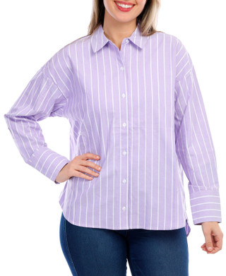 Thumbnail 3: NINE WEST Women's Stripe Print Button Down Top 
