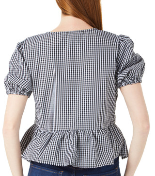 Thumbnail 2: LIBERTY LOVE Juniors Gingham Print Tie Front Top 