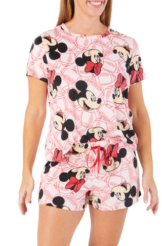 Thumbnail 1: Disney Women's 2 Pk Mickey & Minnie Pajama Shorts Set 