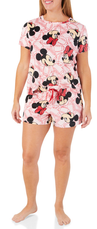 Thumbnail 3: Disney Women's 2 Pk Mickey & Minnie Pajama Shorts Set 