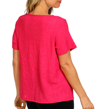 Thumbnail 2: Wrapper Women's Solid Keyhole Top 