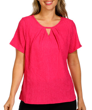 Thumbnail 1: Wrapper Women's Solid Keyhole Top 