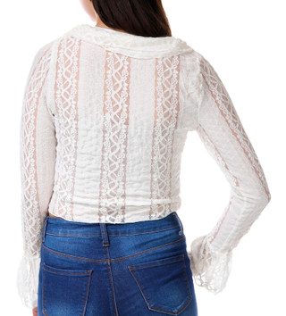 Thumbnail 2: Jolie & Joy Jolie & Joy Juniors Long Sleeve Ruffle Lace Top 