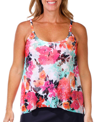 Thumbnail 1: Island Waves Island Waves Womens Floral Scoop Neck Tankini Top 