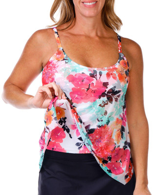 Thumbnail 2: Island Waves Island Waves Womens Floral Scoop Neck Tankini Top 
