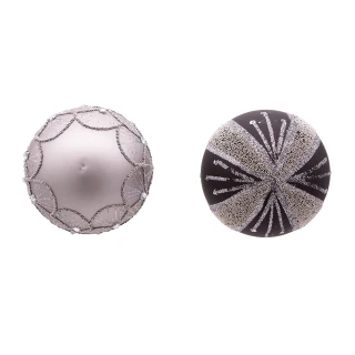 Thumbnail 4: Kurt Adler Kurt Adler 6 Pc. Silver & Black Jeweled Glass Ornament Set 