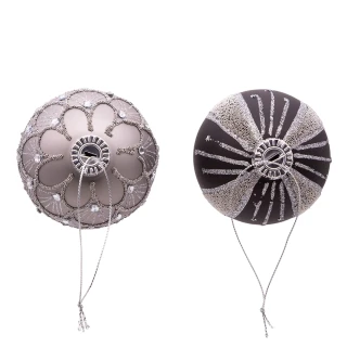 Thumbnail 3: Kurt Adler Kurt Adler 6 Pc. Silver & Black Jeweled Glass Ornament Set 