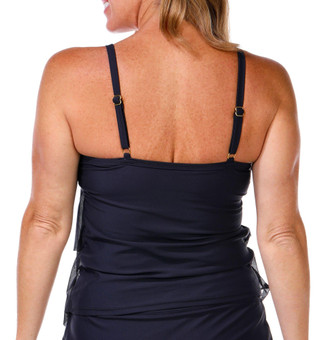 Thumbnail 3: Island Waves Island Waves Womens Solid Tiered Tankini Top 