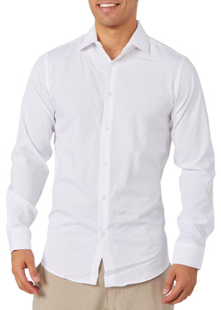 Thumbnail 1: Chaps Chaps Mens Long Sleeve Button Down Solid Slim Fit Shirt 
