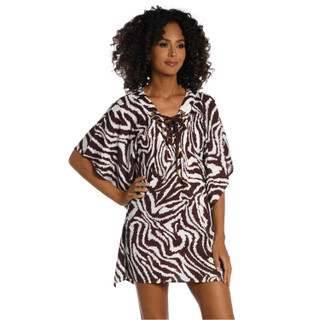 Thumbnail 1: La Blanca La Blanca Womens Animal Print Lace Up Caftan 
