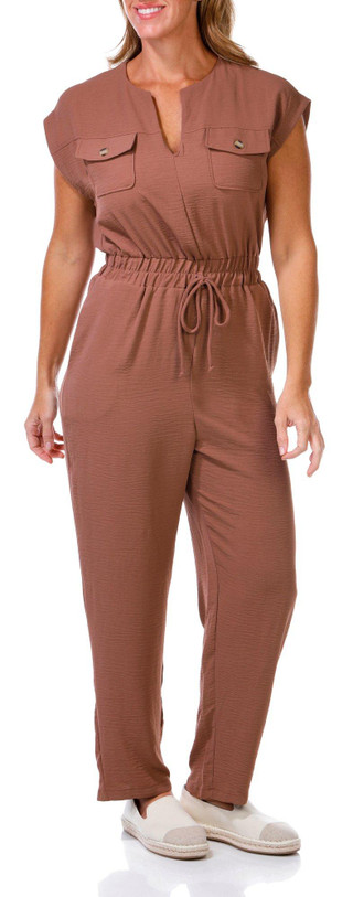 Thumbnail 4: Luxology Luxology Womens Short Sleeve Airflow Jumpsuit 