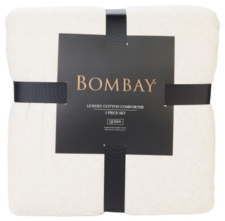 Thumbnail 3: Bombay Bombay 3 Pc Cotton Queen Comforter Set - Paisley Matelasse 