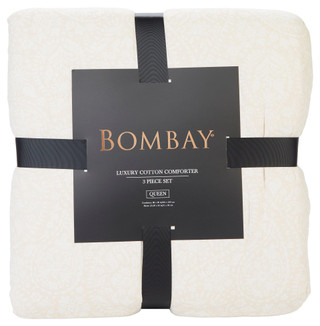Thumbnail 3: Bombay Bombay 3 Pc Cotton Queen Comforter Set - Paisley Matelasse 