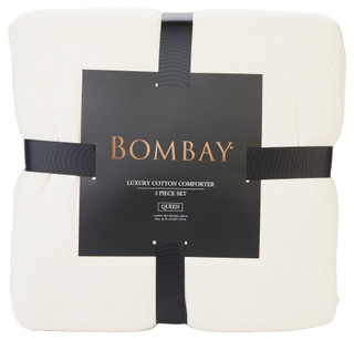 Thumbnail 3: Bombay Bombay 3 Pc Cotton Queen Comforter Set - Medallion Matelasse 