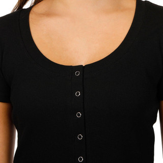 Thumbnail 3: BOZZOLO Bozzolo Juniors Short Sleeve Ribbed Snap Button Top 