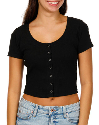 Thumbnail 1: BOZZOLO Bozzolo Juniors Short Sleeve Ribbed Snap Button Top 
