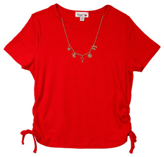 Thumbnail 1: DREAMGIRL Dream Girl Big Girls Short Sleeve with Gold Necklace Top 