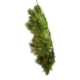 Thumbnail 4: Kurt Adler 24 in. Pre-Lit Multi-Colored Incandescent Pinecone Wreath 