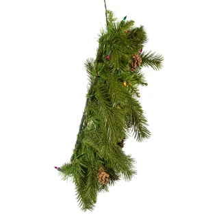 Thumbnail 3: Kurt Adler 24 in. Pre-Lit Multi-Colored Incandescent Pinecone Wreath 