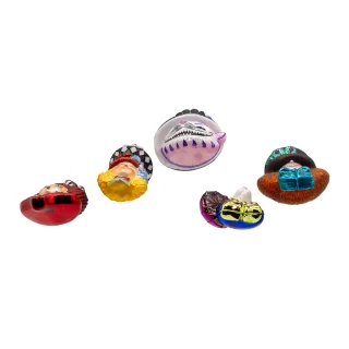 Thumbnail 7: NOBLE GEMS Noble Gems 5 Pc. Glass Alice Characters Ornament Set 