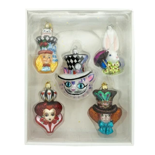 Thumbnail 8: NOBLE GEMS Noble Gems 5 Pc. Glass Alice Characters Ornament Set 
