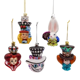 Thumbnail 2: NOBLE GEMS Noble Gems 5 Pc. Glass Alice Characters Ornament Set 