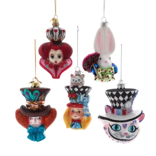 Thumbnail 1: NOBLE GEMS Noble Gems 5 Pc. Glass Alice Characters Ornament Set 