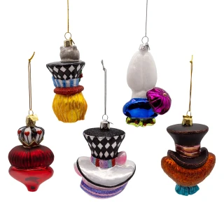 Thumbnail 4: NOBLE GEMS Noble Gems 5 Pc. Glass Alice Characters Ornament Set 