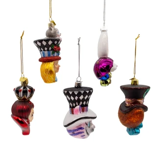 Thumbnail 3: NOBLE GEMS Noble Gems 5 Pc. Glass Alice Characters Ornament Set 