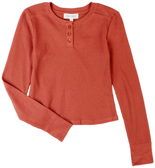 Thumbnail 1: Pink Rose Pink Rose Juniors Long Sleeve Thermal Henley Top 