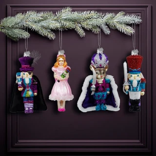 Thumbnail 1: NOBLE GEMS Noble Gems 4 Pc. Glass Nutcracker Suite Ornament Set 